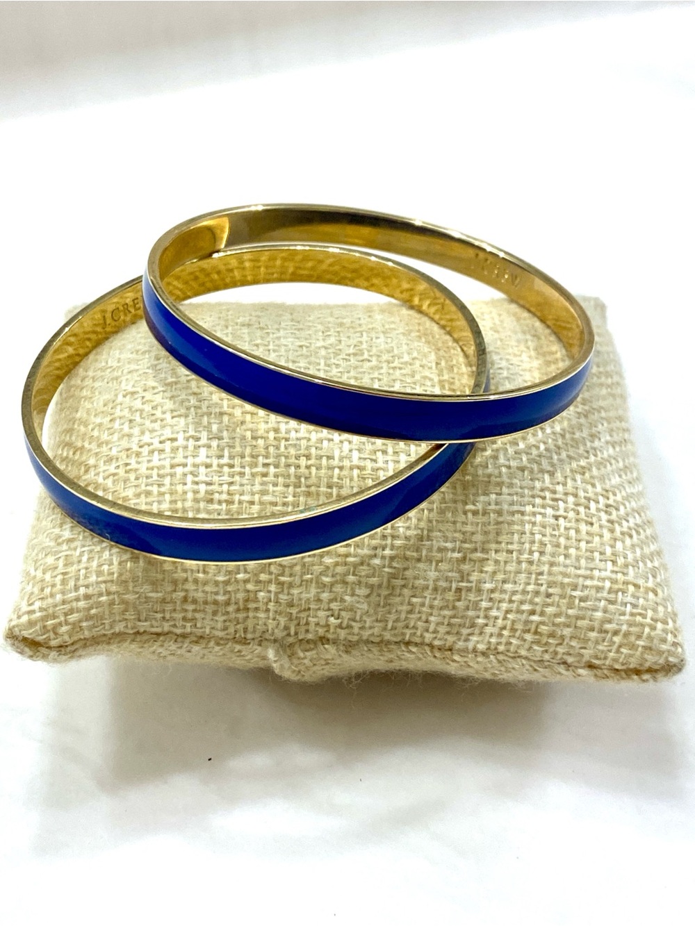 J. Crew Gold-Tone Bangle Bracelets with Royal Blue Enamel